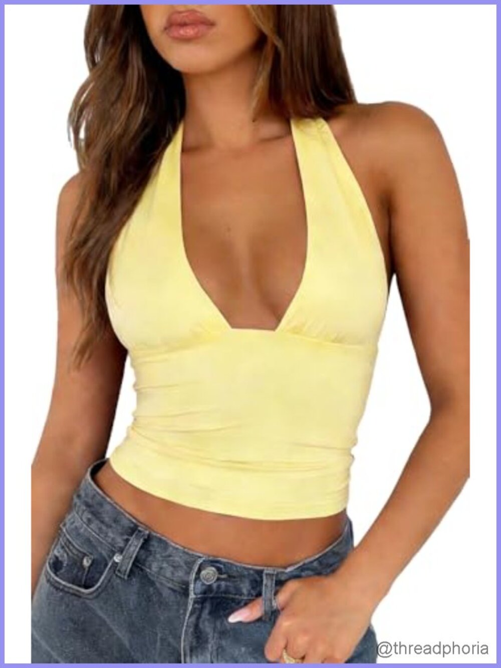 Halter Neck Crop Top - Deep V Backless Going Out Tank Top for Women